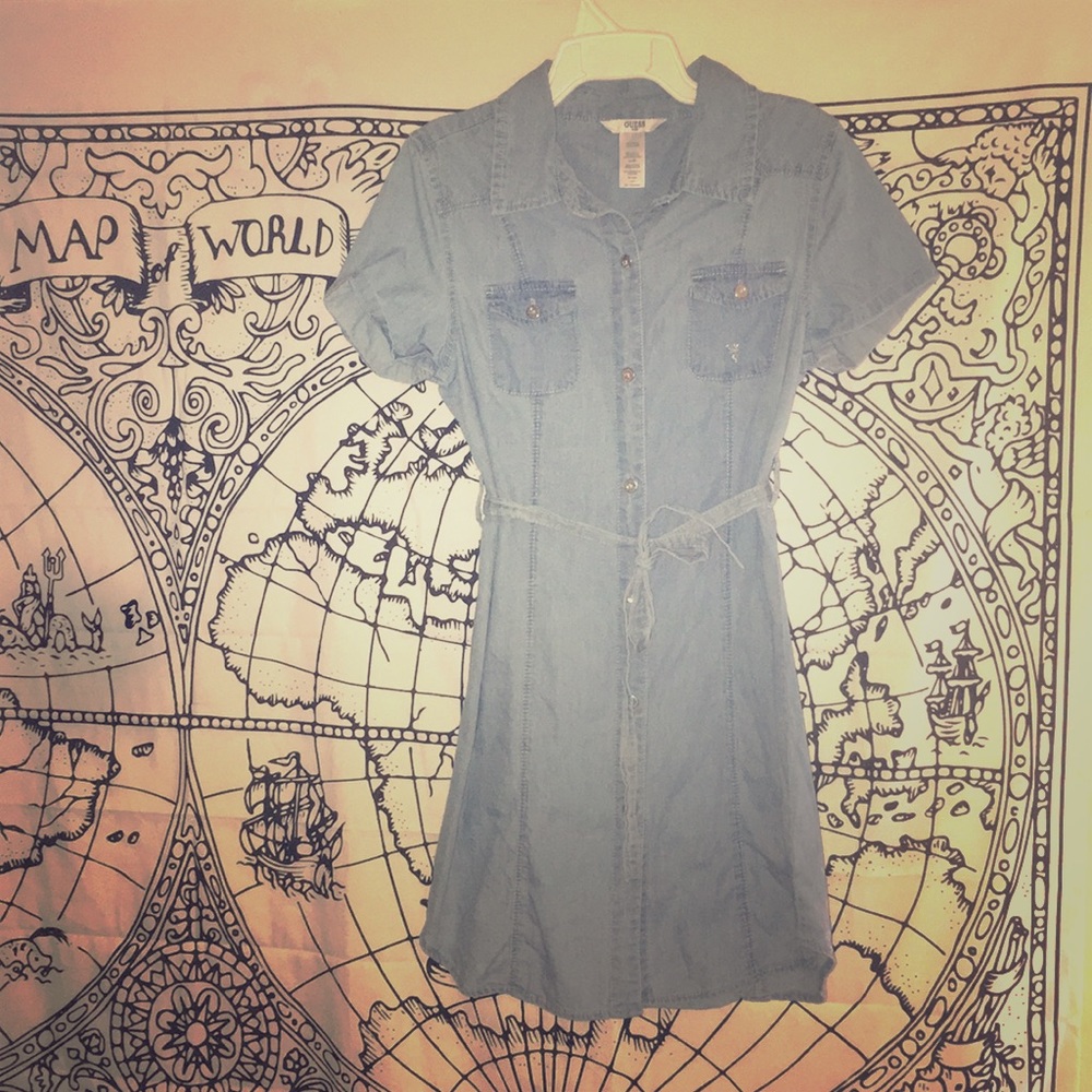 Guess Button up Denim Print Dress